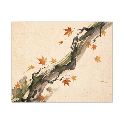 Ink Brushstroke Autumn Canvas Art | Zen Calm Design