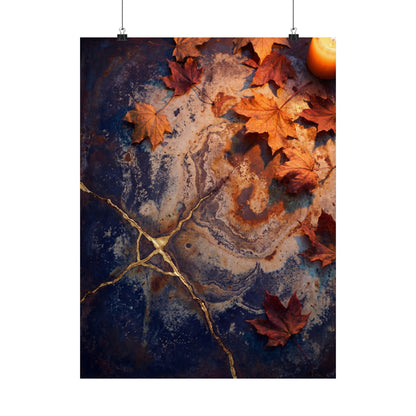 Kintsugi Rust Patina in Candlelight | Gold Vein Wall Art Print Art Print