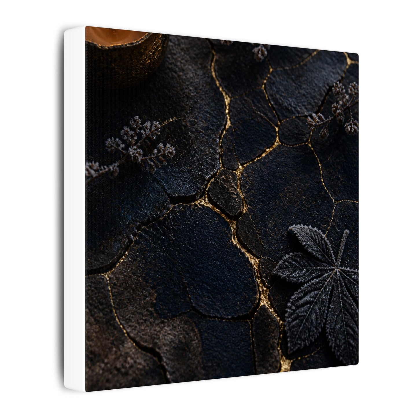 Candlelight Cracked Earth Canvas Art - Dark Japandi Ma