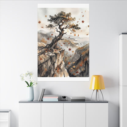 Autumn Pine Tree Watercolor Canvas Art | Warm Decor