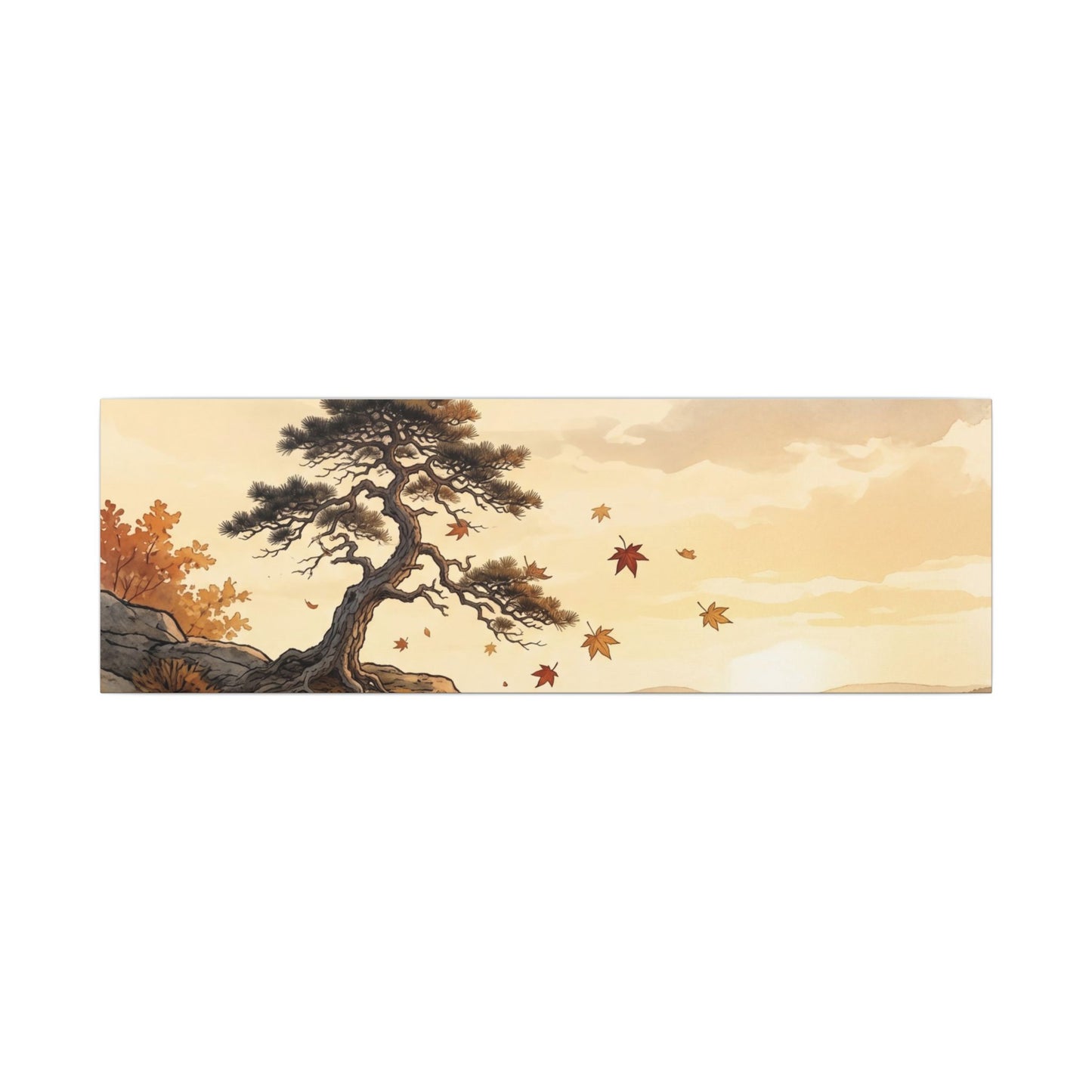 Pine Tree Autumn Canvas Art | Japandi Warm Design