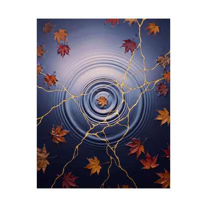 Water Ripple Autumn Wall Art Print | Kintsugi Healing Design
