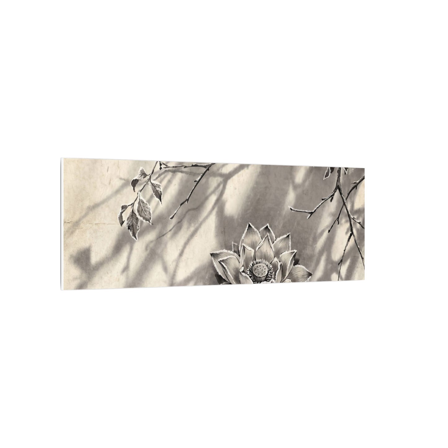 Winter Lotus Flower Sumi E Canvas Art | Contemplative Decor