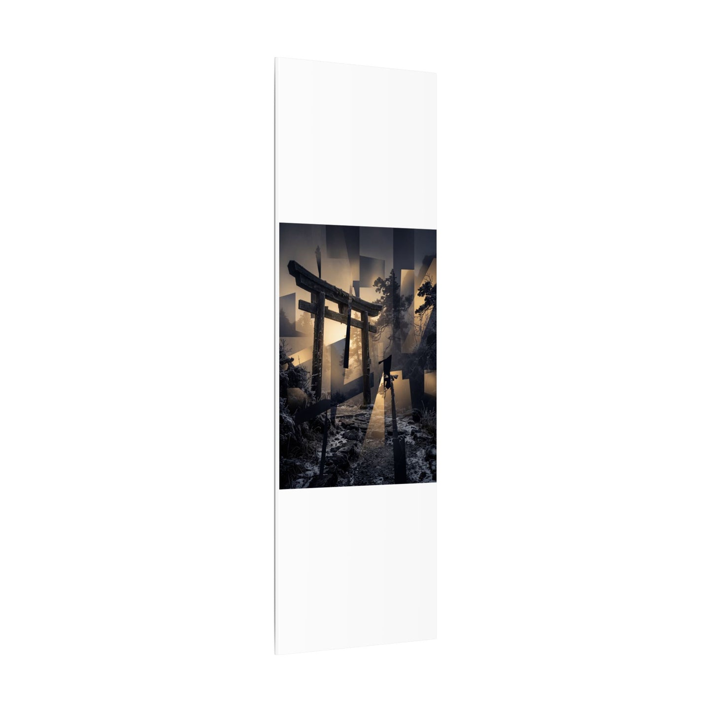 Winter Torii Gate Moody Minimal Canvas Art | Bold Decor