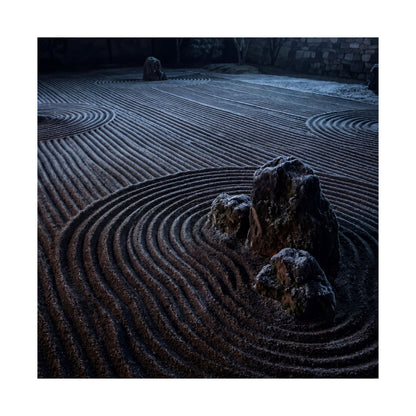 Bold Rock Garden Wall Art Print - Moody Minimal Dark Japandi