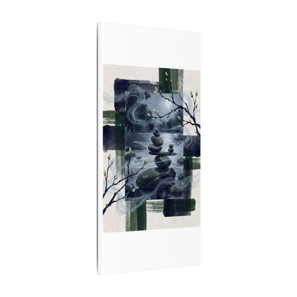 Moonlight River Stones Canvas Art - Zen Shibui