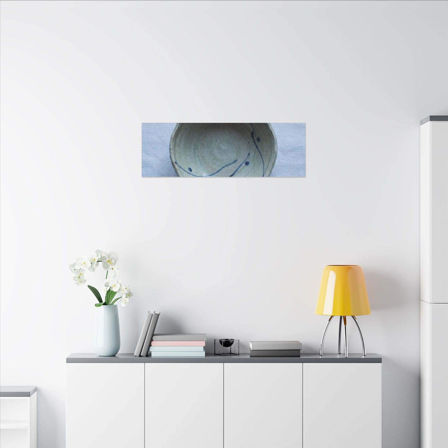 Spring Ceramic Bowl Minimal Line Canvas Art | Warm Decor