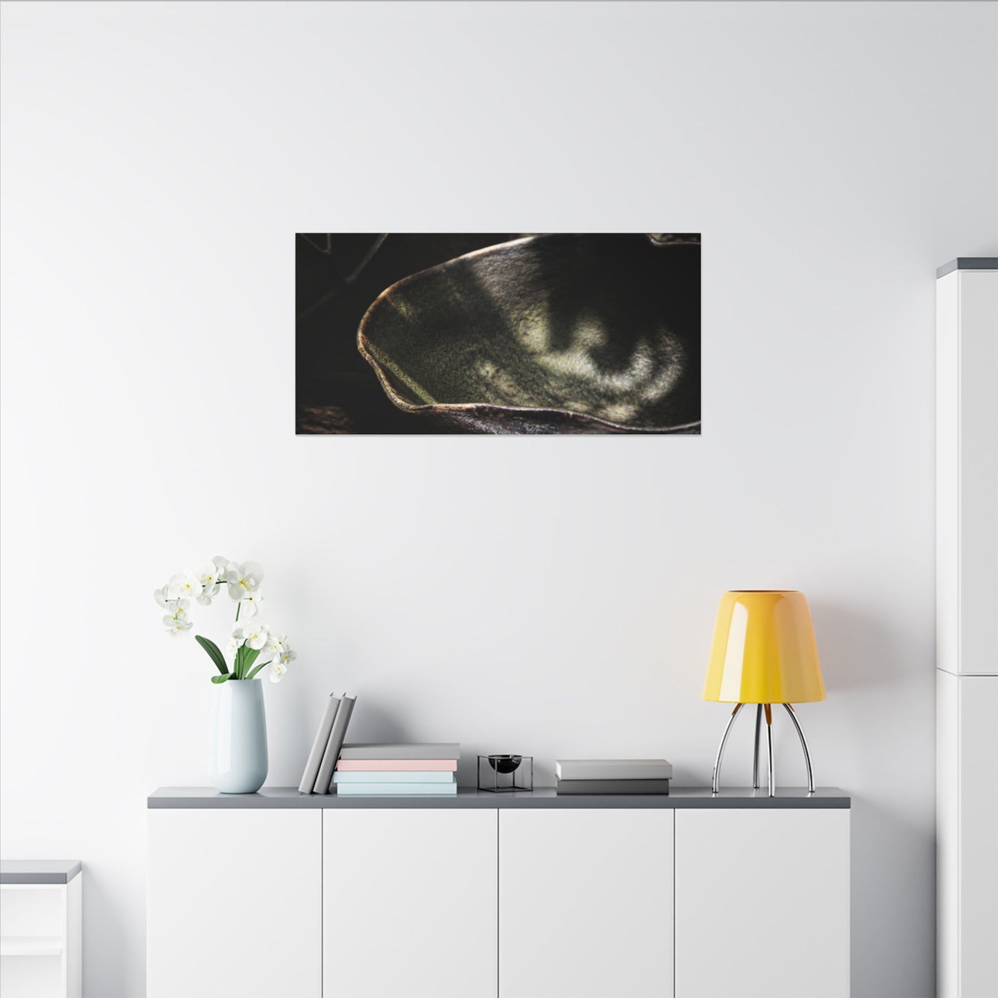 Sophisticated Ceramic Bowl Canvas Art - Dark Texture Dark Japandi