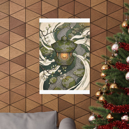 Stone Lantern Spring Wall Art Print | Zen Contemplative Design