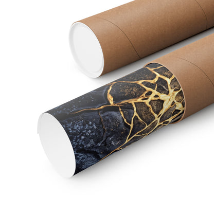 Artful Cracked Earth Wall Art Print - Gold Vein Kintsugi