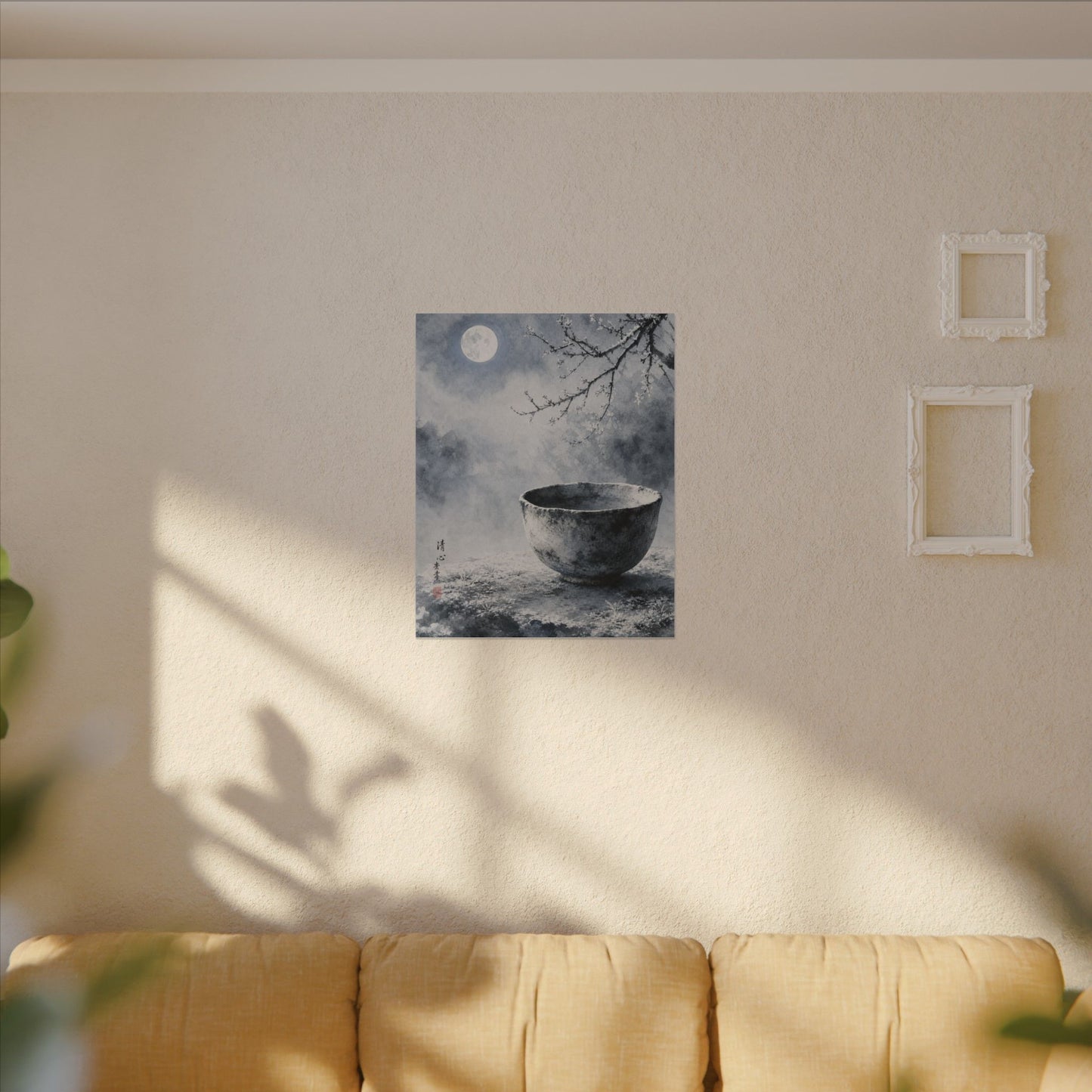 Seijaku Ceramic Bowl Canvas Art - Zen Sumi E