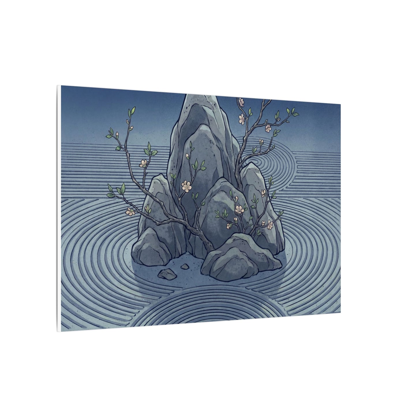 Spring Rock Garden Ukiyo E Inspired Canvas Art | Tranquil Decor