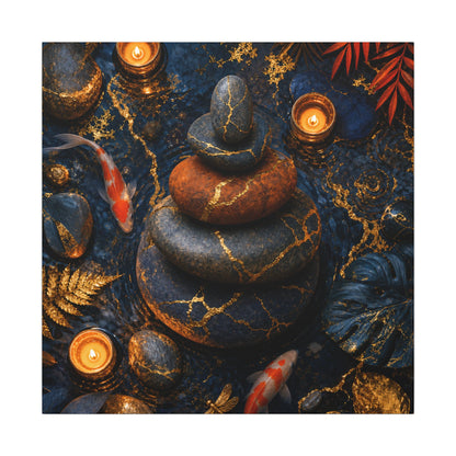 Summer River Stones Gold Vein Canvas Art | Resilient Decor
