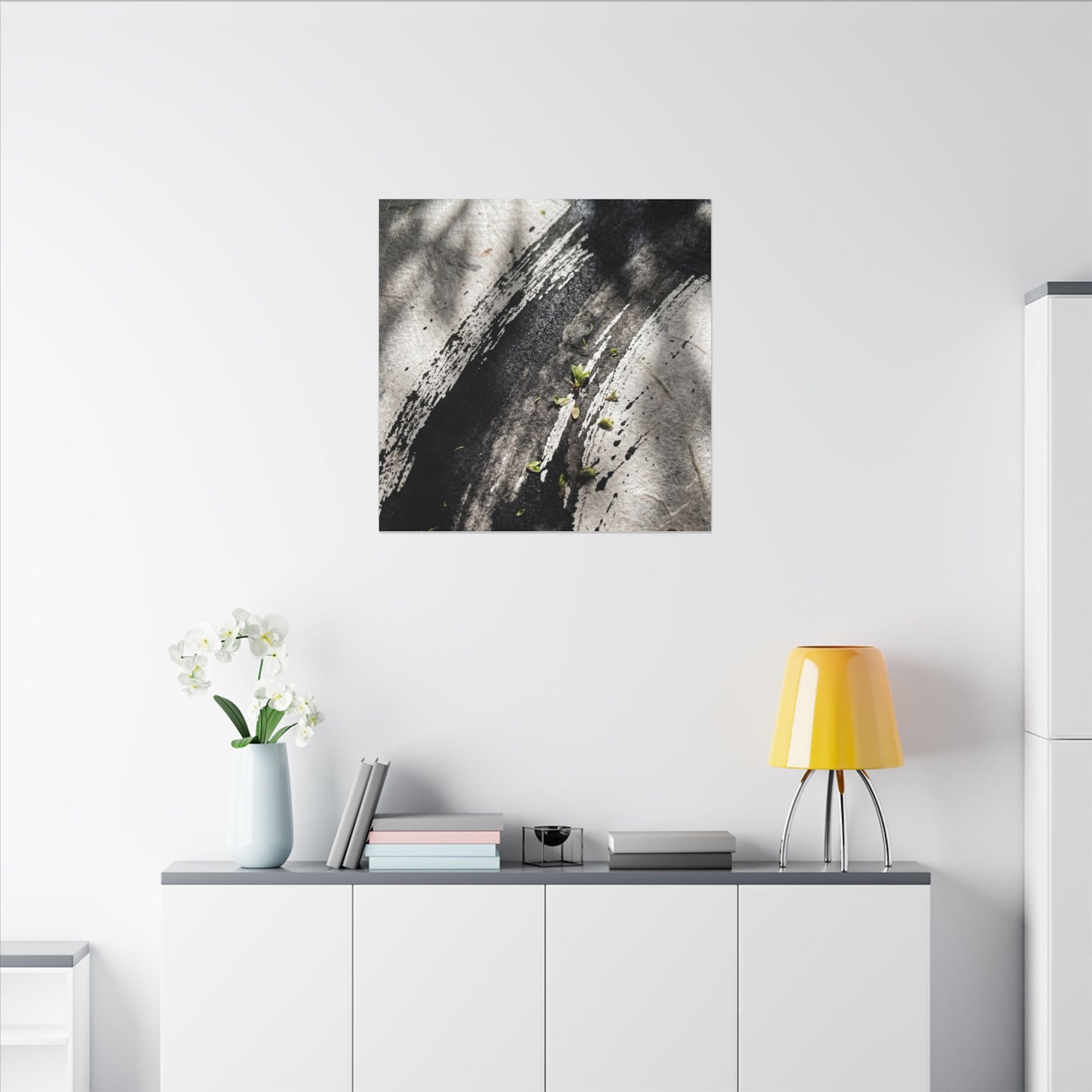 Ink Brushstroke Canvas Art | Spring Dark Japandi Moody Minimal Art