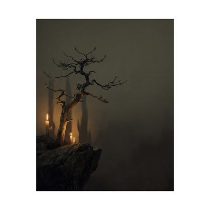 Pine Tree Shadow Zen Wall Art Print | Moody Dark Japandi Art