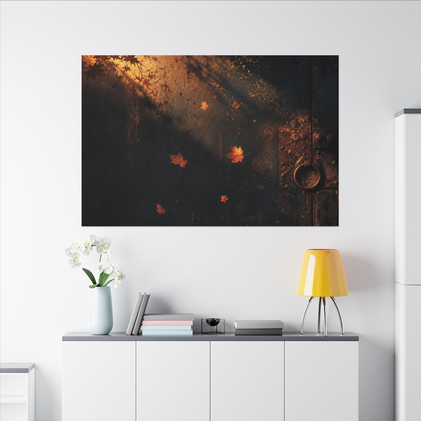 Dark Japandi Rust Patina in Golden Hour | Shadow Zen Canvas Art