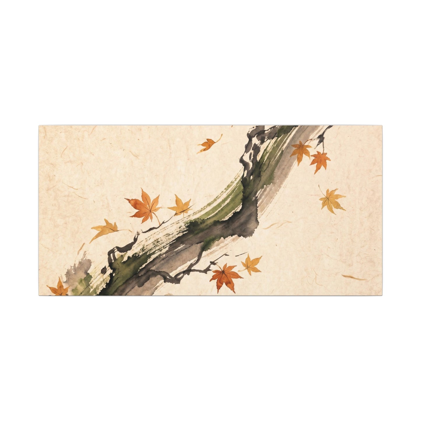Ink Brushstroke Autumn Canvas Art | Zen Calm Design