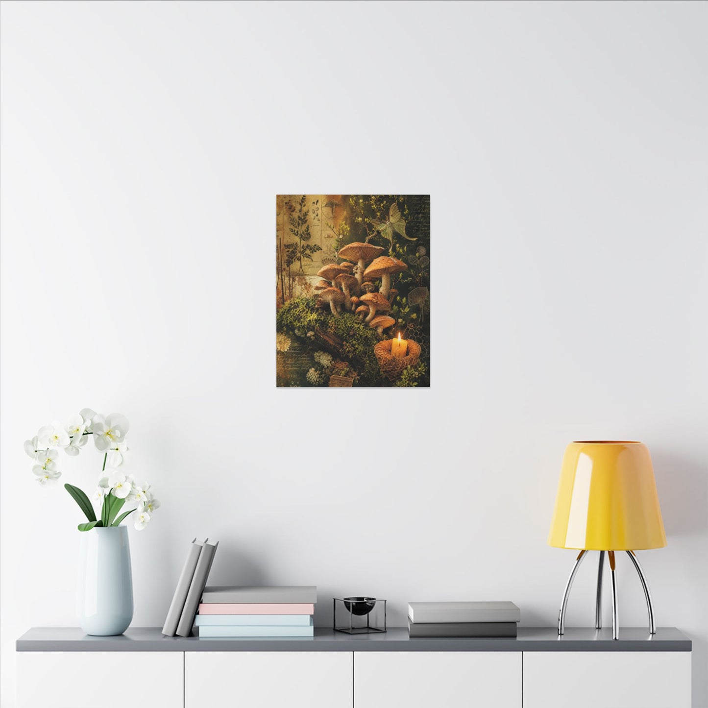 Spring Wild Mushrooms Herbarium Canvas Art | Earthy Decor