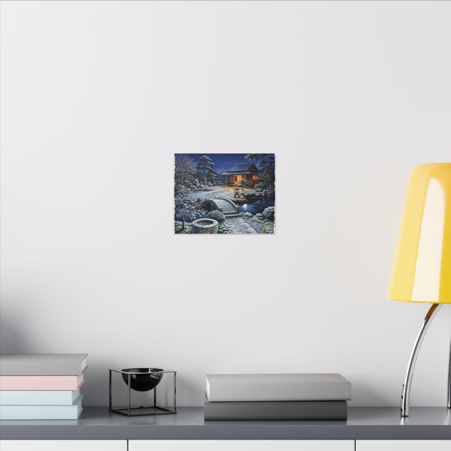 Moonlit Garden Winter Canvas Art | Kintsugi Artful Design