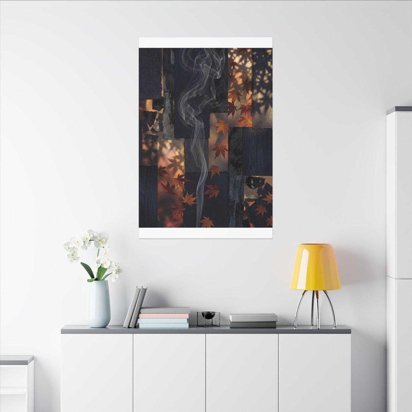 Autumn Incense Smoke Dark Texture Canvas Art | Sophisticated Decor