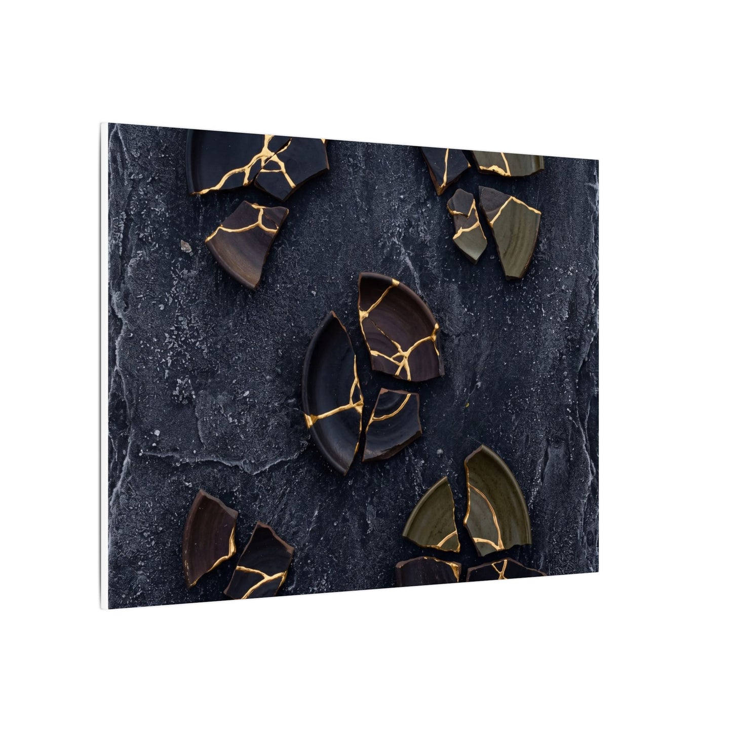 Broken Pottery Canvas Art | Winter Dark Japandi Shadow Zen Art