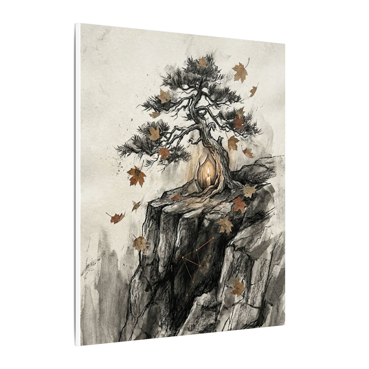 Pine Tree Autumn Canvas Art | Japandi Earthy Design