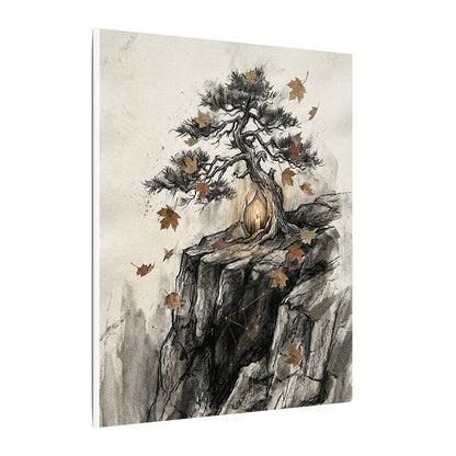 Pine Tree Autumn Canvas Art | Japandi Earthy Design
