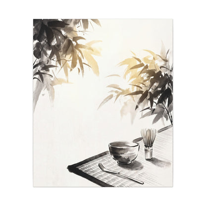 Tea Ceremony Sumi E Canvas Art | Serene Zen Art