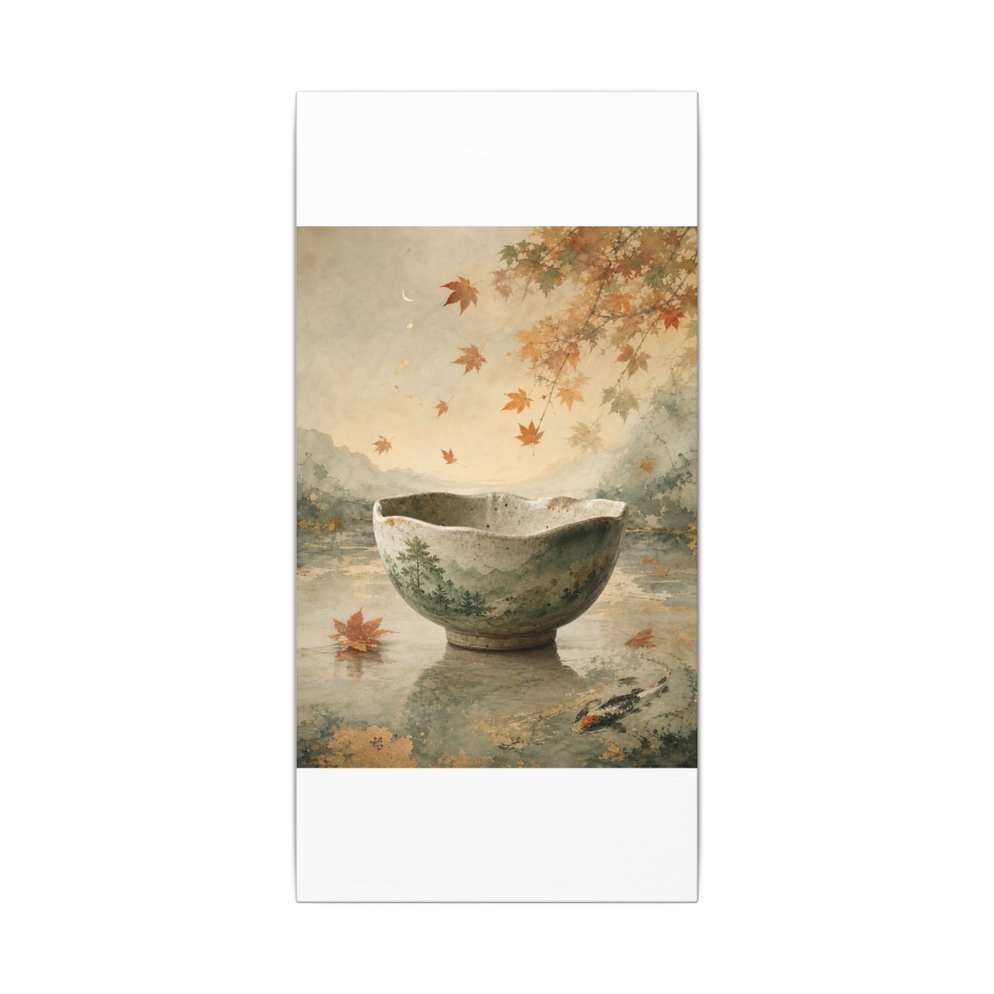 Autumn Ceramic Bowl Watercolor Canvas Art | Cozy Decor