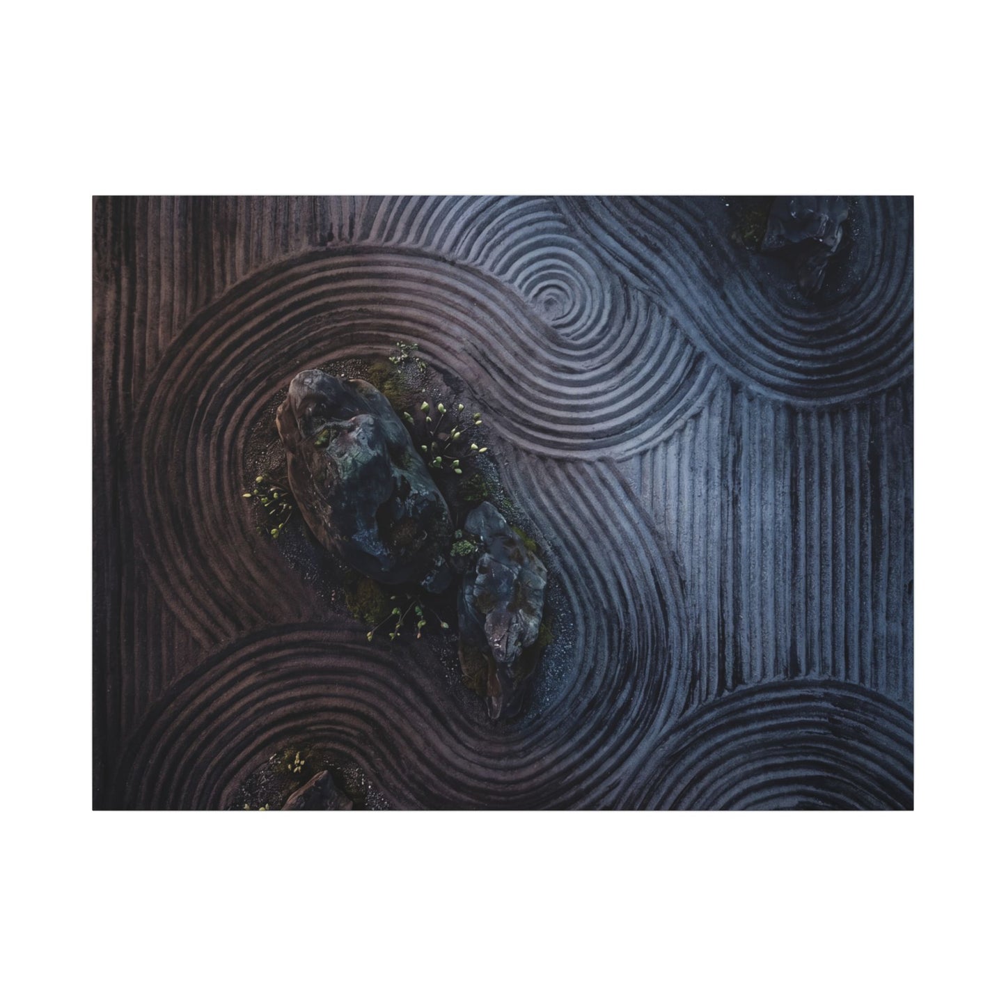 Spring Rock Garden Charcoal Ink Canvas Art | Bold Decor