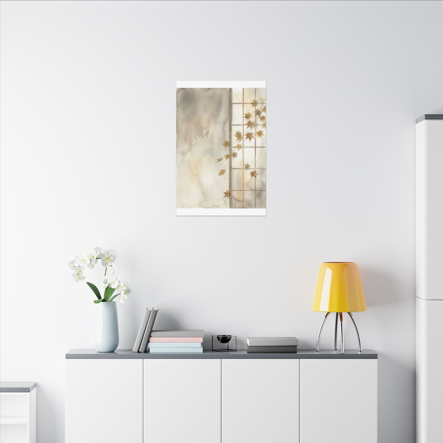 Warm Shoji Screen Canvas Art - Watercolor Japandi