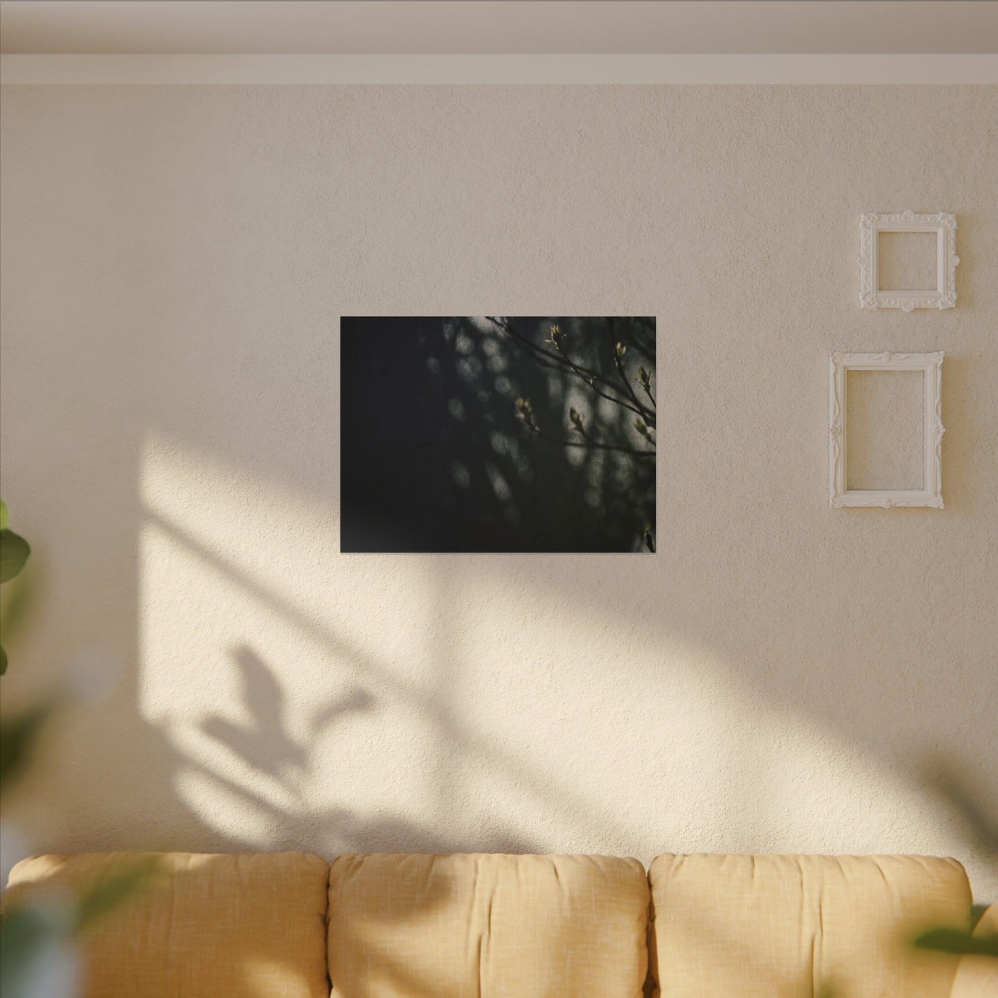 Dark Japandi Shoji Screen in Dappled | Moody Minimal Canvas Art