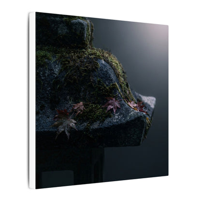 Stone Lantern Moody Minimal Canvas Art | Sophisticated Dark Japandi Art