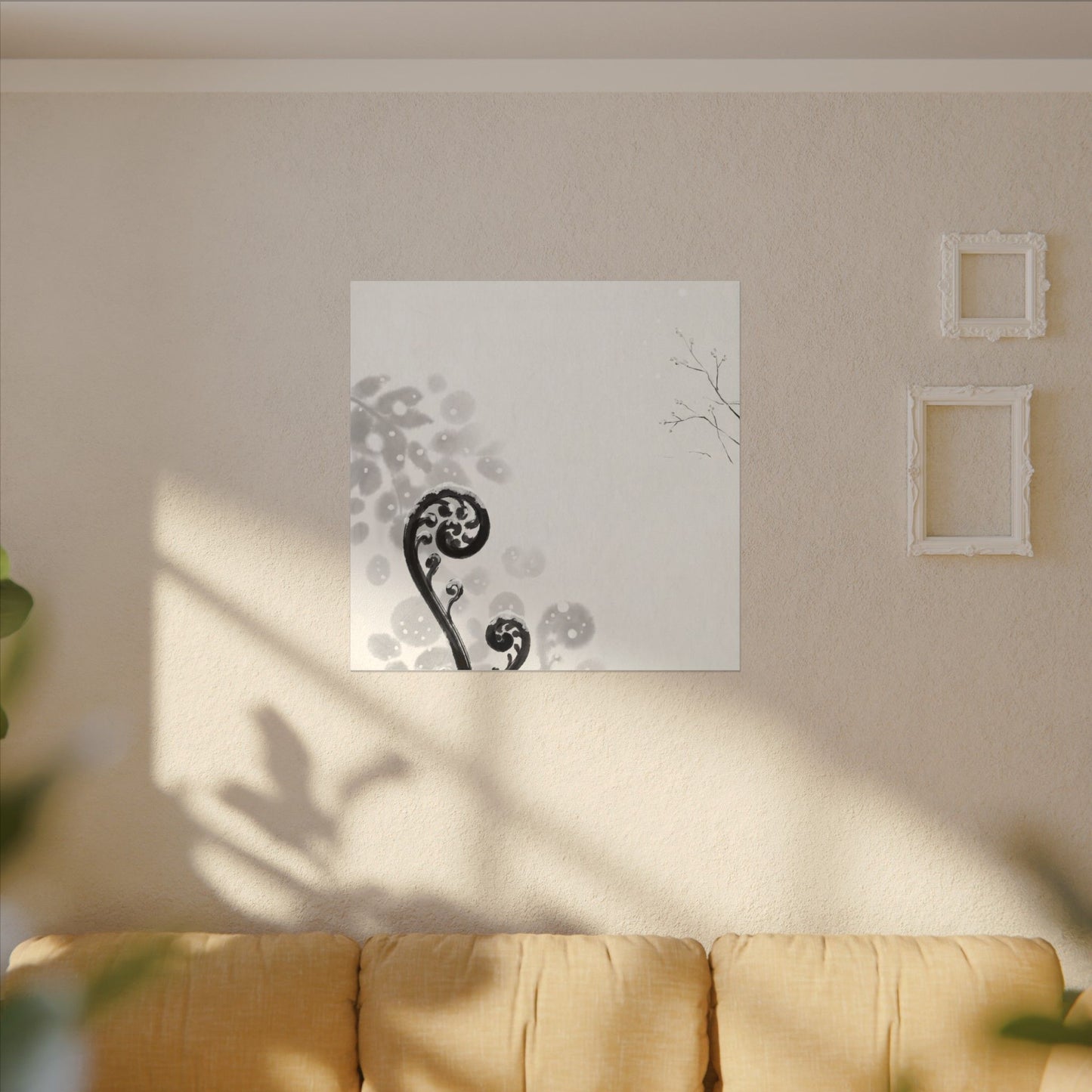 Winter Fern Unfurling Ukiyo E Inspired Canvas Art | Peaceful Decor