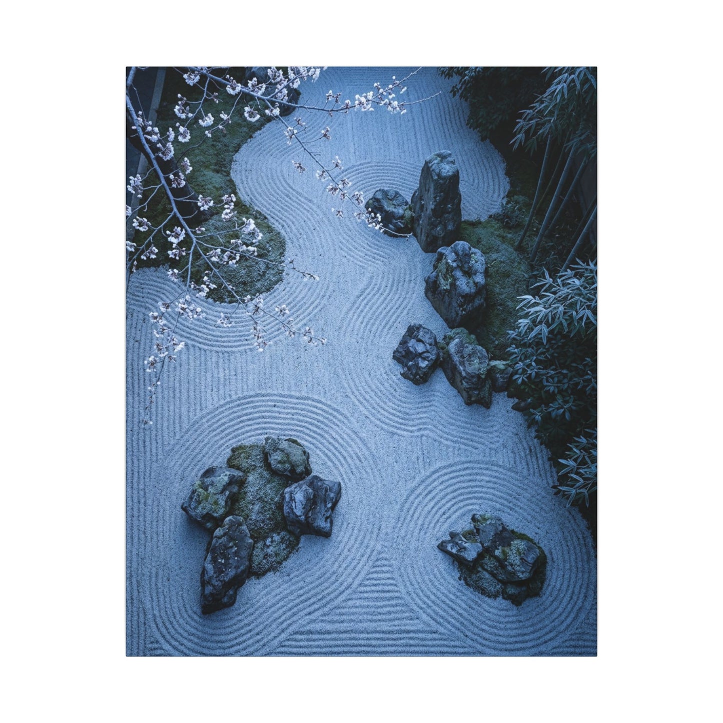 Contemplative Cherry Blossom Canvas Art - Karesansui Zen