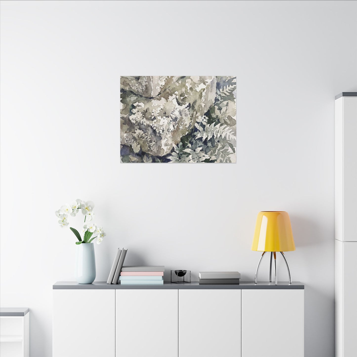 Stone Lantern Watercolor Canvas Art | Elegant Japandi Art