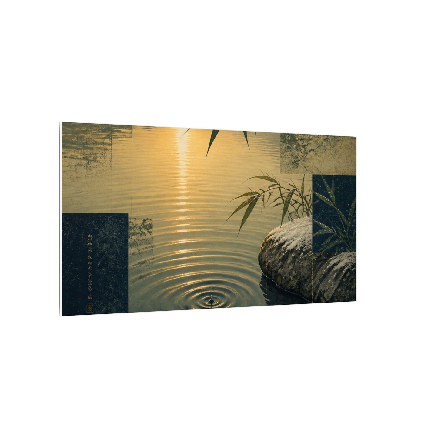 Zen Water Ripple in Golden Hour | Ukiyo E Inspired Canvas Art