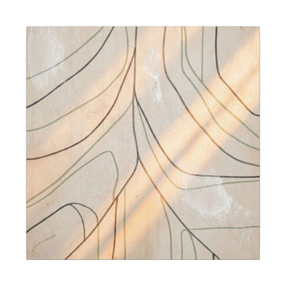 Shoji Screen Minimal Line Canvas Art | Warm Japandi Art