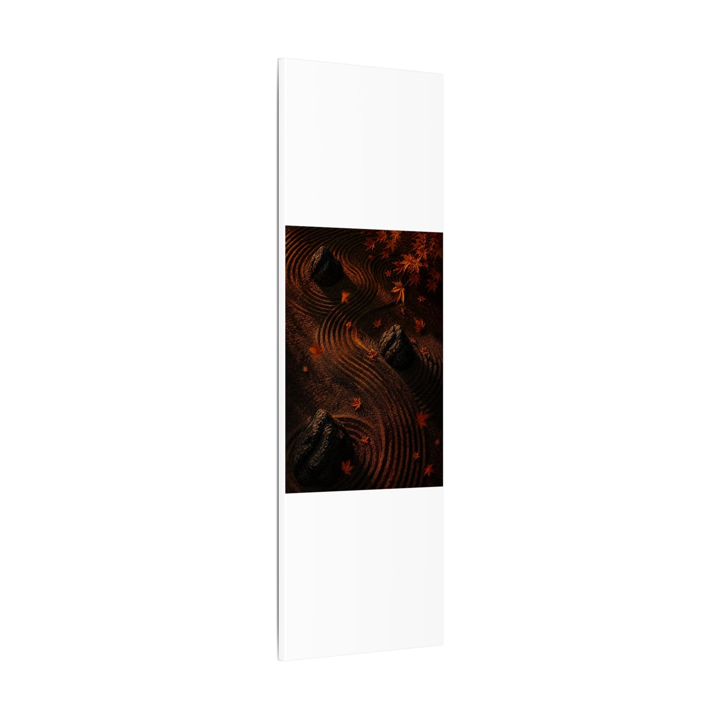 Dark Japandi Rock Garden in Golden Hour | Charcoal Ink Canvas Art