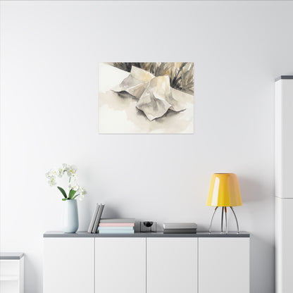 Paper Fold Watercolor Canvas Art | Warm Japandi Art