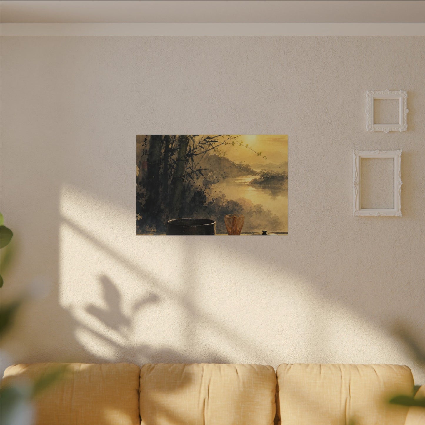 Tea Ceremony Sumi E Canvas Art | Contemplative Zen Art
