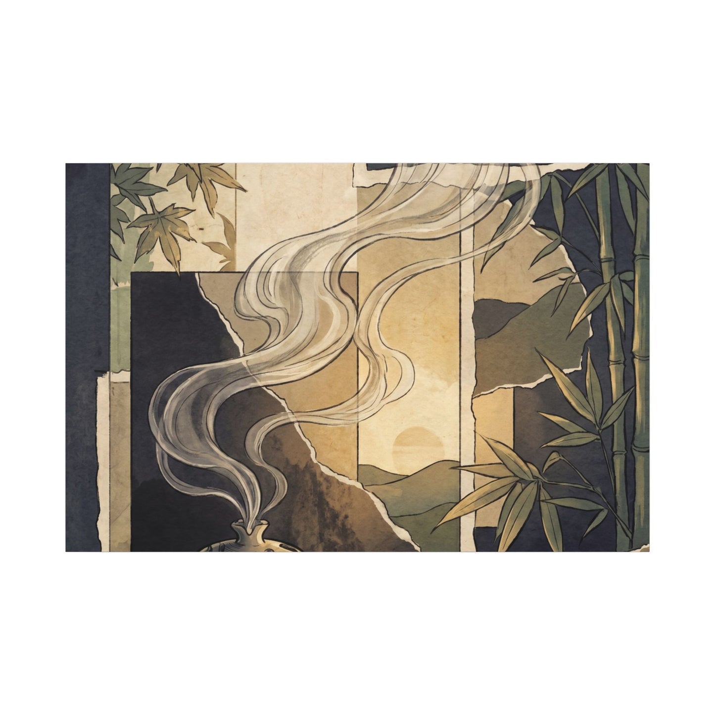 Tranquil Incense Smoke Canvas Art - Ukiyo E Inspired Zen