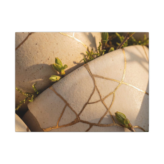 Spring Broken Pottery Gold Vein Canvas Art | Beautiful Decor
