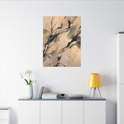 Japandi Shadow Play in Golden Hour | Watercolor Canvas Art