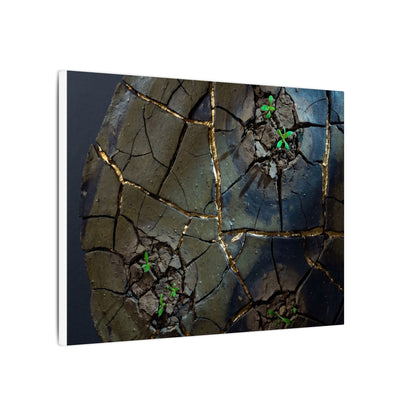 Dark Japandi Cracked Earth in Moonlight | Moody Minimal Canvas Art