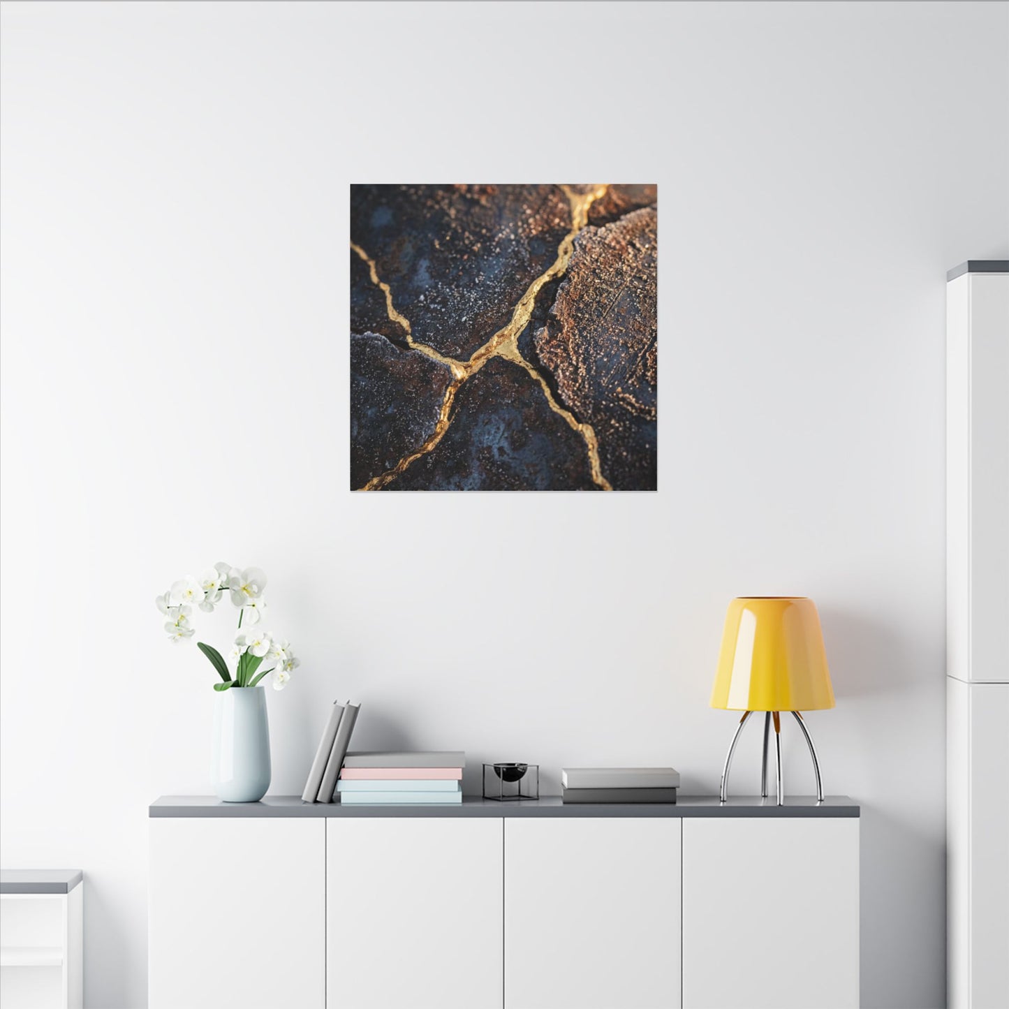 Winter Rust Patina Gold Vein Canvas Art | Resilient Decor