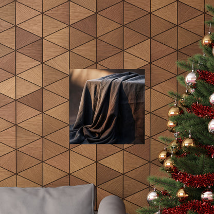 Dark Japandi Silk Drape in Golden Hour | Shadow Zen Wall Art Print