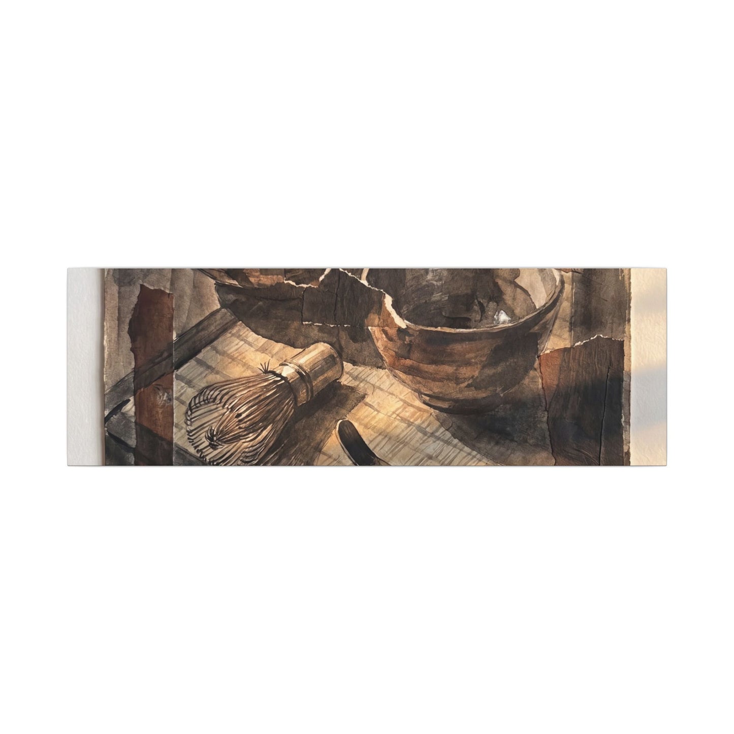 Tea Ceremony Charcoal Ink Canvas Art | Luxurious Dark Japandi Art
