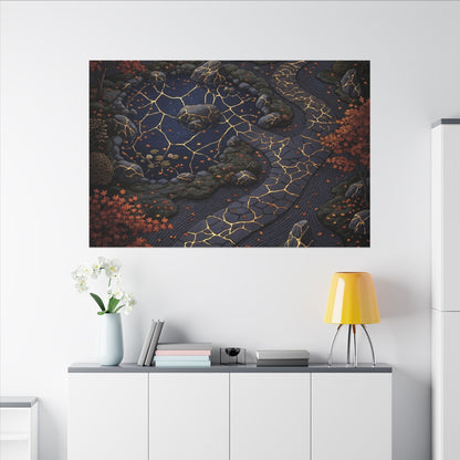 Moonlit Garden Gold Vein Canvas Art | Resilient Kintsugi Art