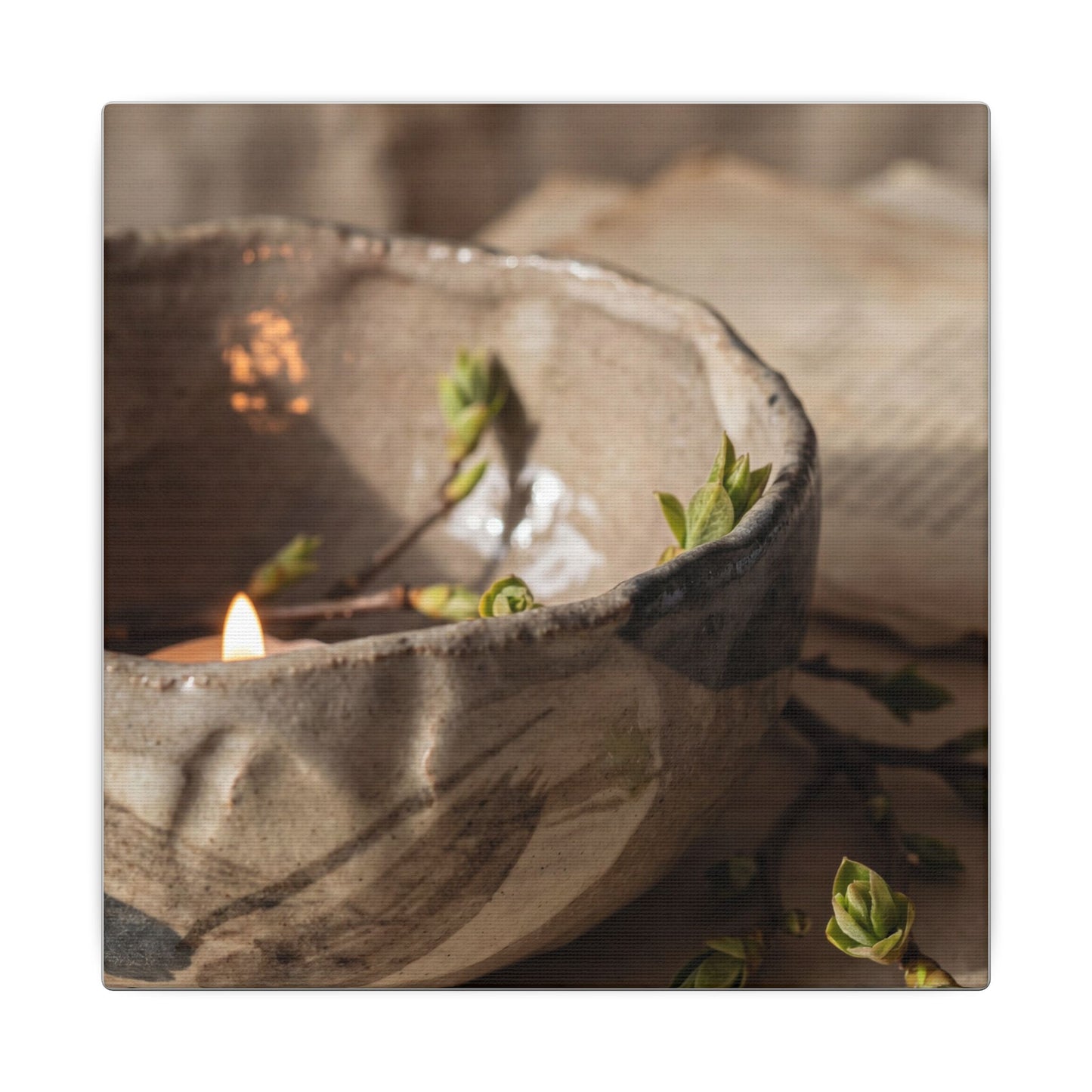 Candlelight Ceramic Bowl Canvas Art - Japandi Ma